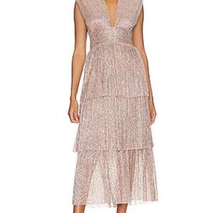 Sabina Musayev Shimmering Sleeveless Midi Dress - Rose Gold